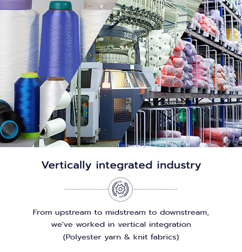 Vertically integrated industry from polyester yarn to knit fabric