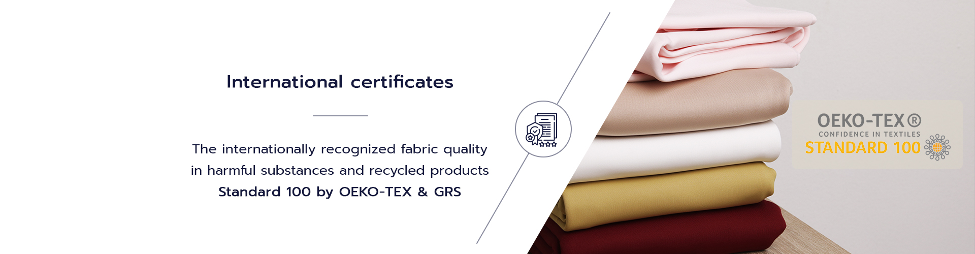 Polyester knit fabric guarantee with international certificates: OEKO-Tex standard 100 & GRS