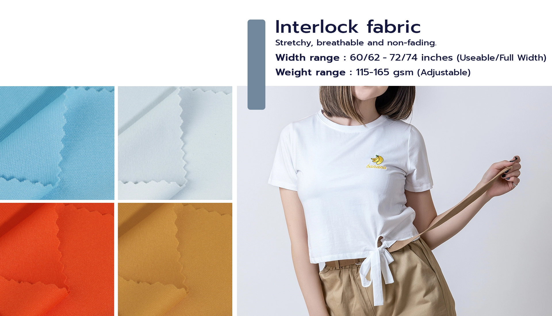 Circular knit interlock polyester for making t-shirts