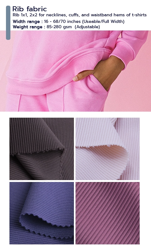 Circular knit rib polyester for making cuffs, neckline hems fashion dress