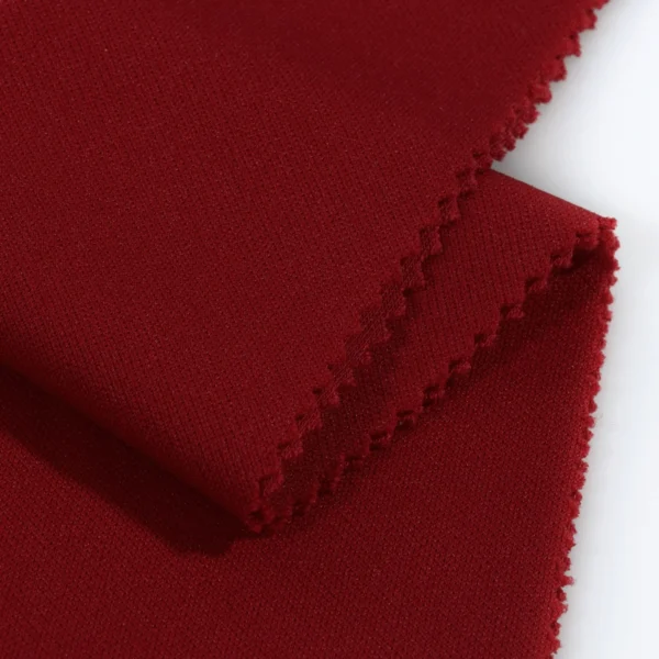 Polyester double knit fabric in red D-BBO7226