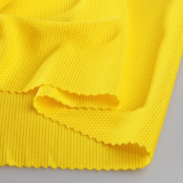 Polyester popcorn mesh fabric in yellow DJ299