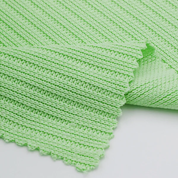 Polyester 4x2 rib knit fabric in green DV442