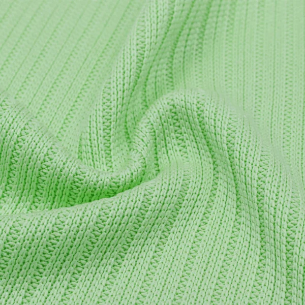 Polyester 4x2 rib knit fabric in green DV442