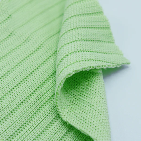 Polyester 4x2 rib knit fabric in green DV442