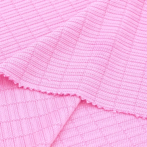 Polyester rib knit fabric in pink DV447