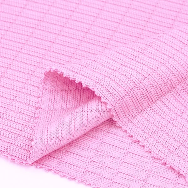 Polyester rib knit fabric in pink DV447