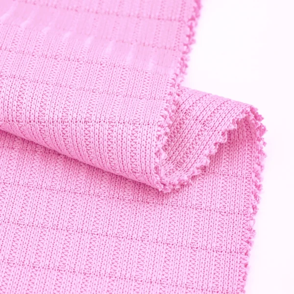 Polyester rib knit fabric in pink DV447