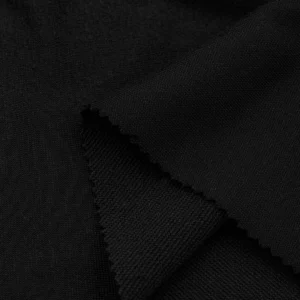 Polyester french terry fabric in black color FS002