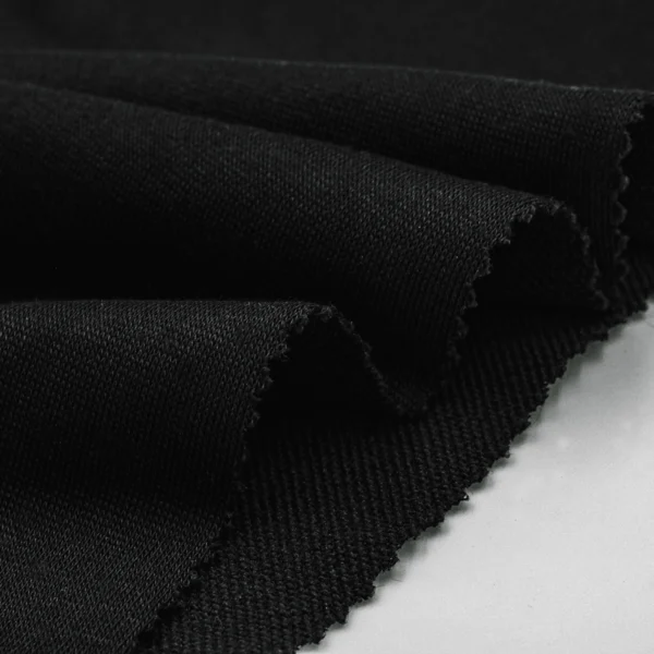 Polyester french terry fabric in black color FS002