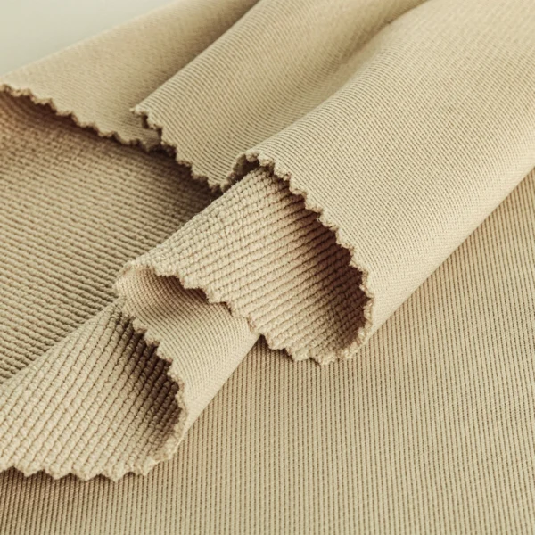 Polyester french terry fabric in beige color FS005