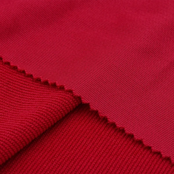 Polyester french terry fabric in red color FS038