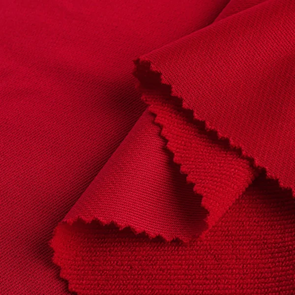 Polyester french terry fabric in red color FS038