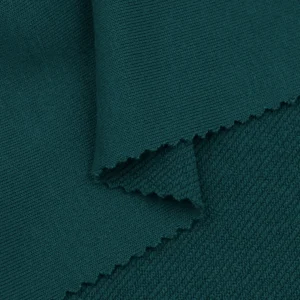 Polyester french terry fabric in dark green color FS047