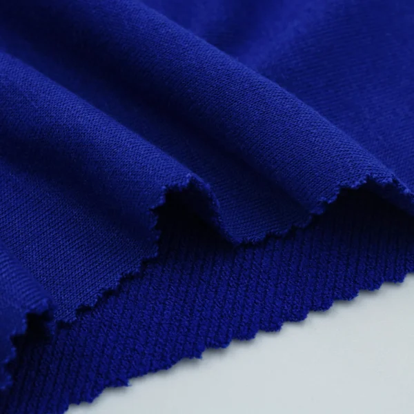 Polyester french terry fabric in navy blue color FS047