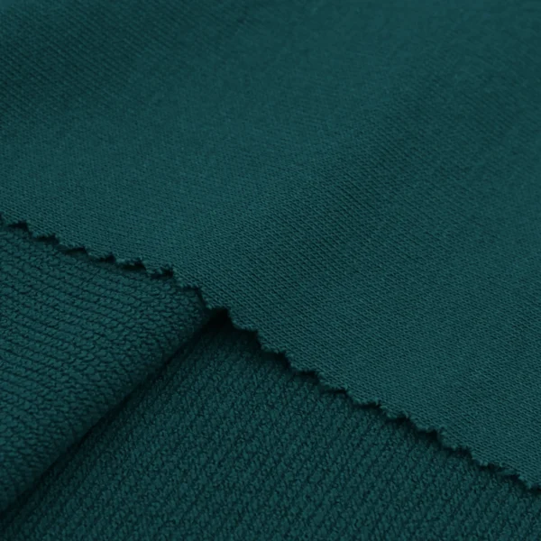 Polyester french terry fabric in dark green color FS047