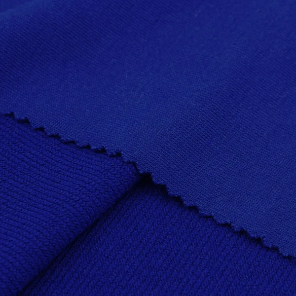 Polyester french terry fabric in navy blue color FS047