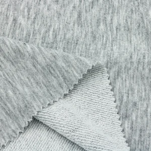Polyester french terry fabric in melange grey color FT007