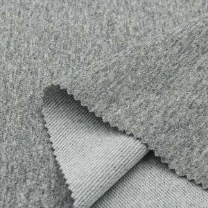 Polyester french terry fabric in melange grey color FT010