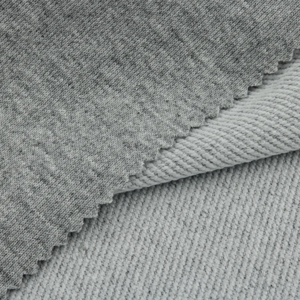 Polyester french terry fabric in melange grey color FT010
