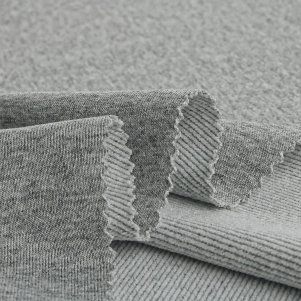 Polyester french terry fabric in melange grey color FT010