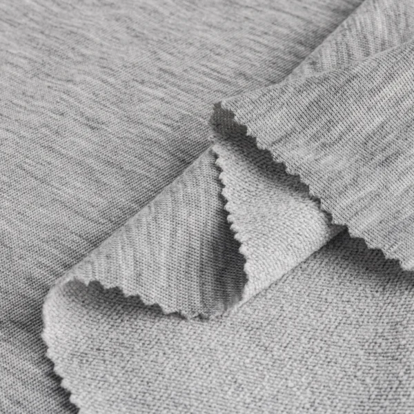 Polyester french terry fabric in melange grey color FT0135