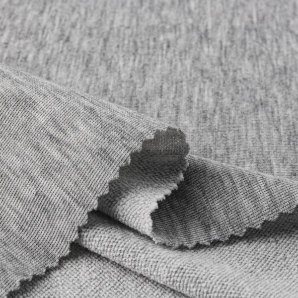 Polyester french terry fabric in melange grey color FT0135