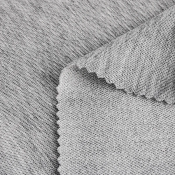 Polyester french terry fabric in melange grey color FT0135