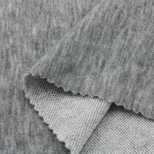 Polyester french terry fabric in melange grey color FT032