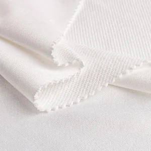 Polyester french terry fabric in white color FT101