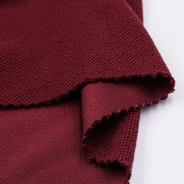Polyester french terry fabric in crimson red color FT101