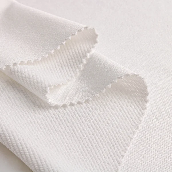 Polyester french terry fabric in white color FT101