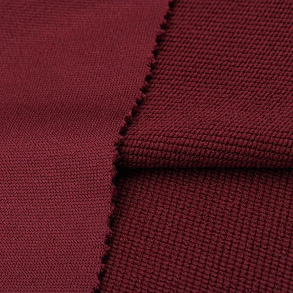 Polyester french terry fabric in crimson red color FT101