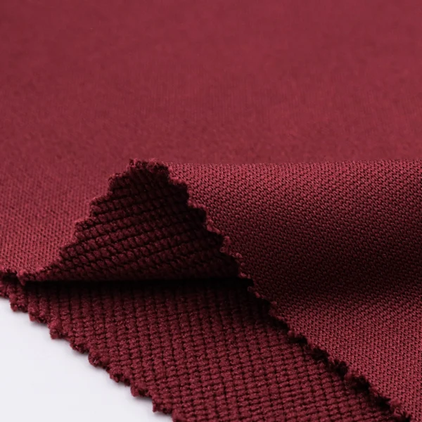 Polyester french terry fabric in crimson red color FT101