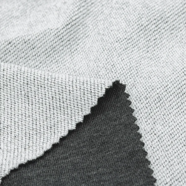Polyester french terry fabric in melange dark grey color FT104