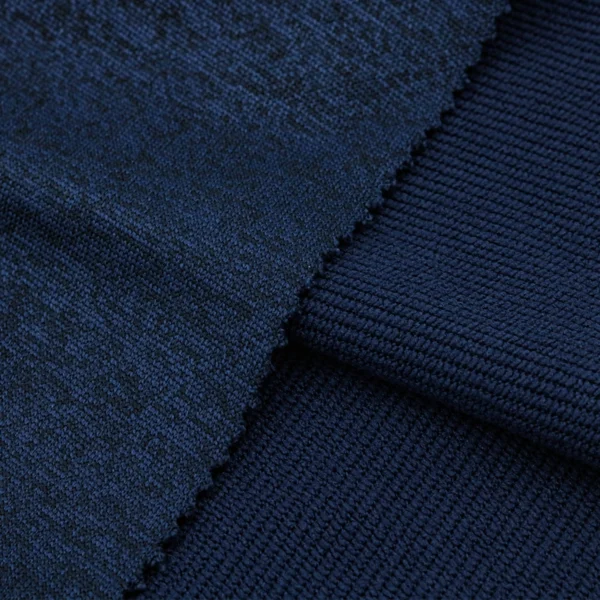 Polyester french terry fabric in melange navy blue color FT106