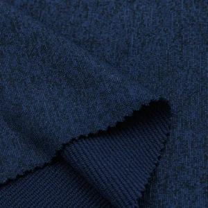 Polyester french terry fabric in melange navy blue color FT106