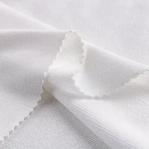 Polyester french terry fabric in white color FT130