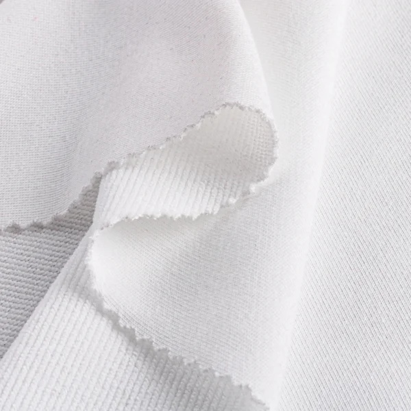 Polyester french terry fabric in white color FT130