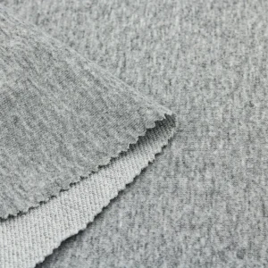 Polyester french terry fabric in melange grey color FT144