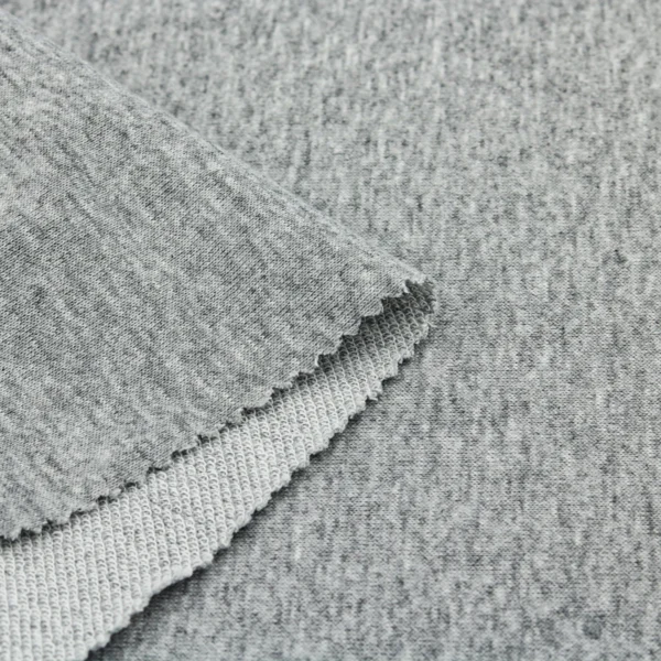 Polyester french terry fabric in melange grey color FT144