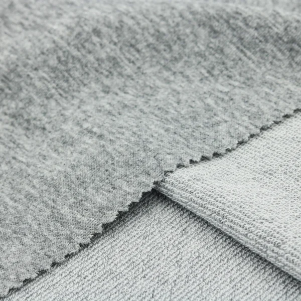 Polyester french terry fabric in melange grey color FT144