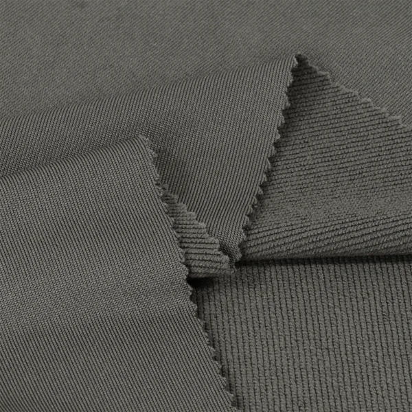 Polyester french terry fabric in grey color FT147