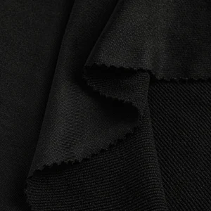 Polyester french terry fabric in black color FT147