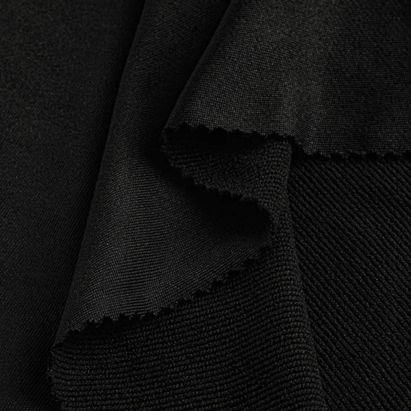 Polyester french terry fabric in black color FT147