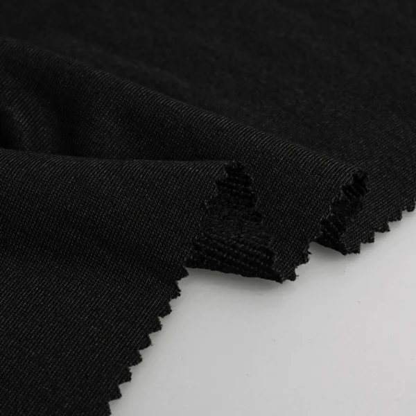 Polyester french terry fabric in black color FT147