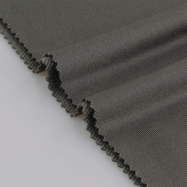 Polyester french terry fabric in grey color FT147