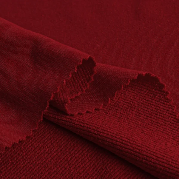 Polyester french terry fabric in red color FT164