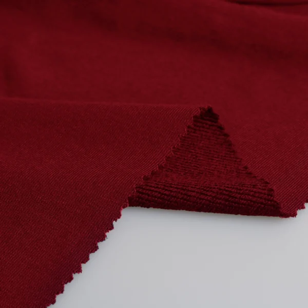 Polyester french terry fabric in red color FT164