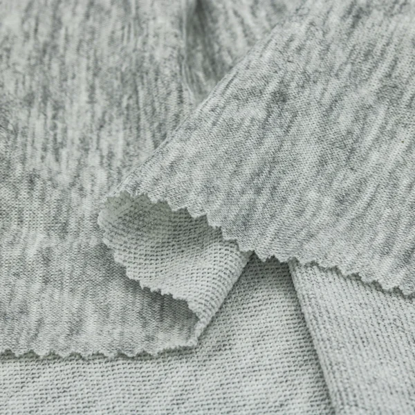 Polyester french terry fabric in melange grey color FT165